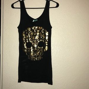 Black and gold skull tank